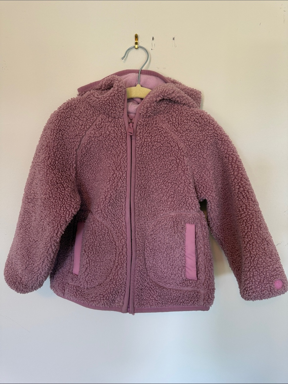 Zara Kids Plush Hooded Jacket in Mauve Pink -size 3T